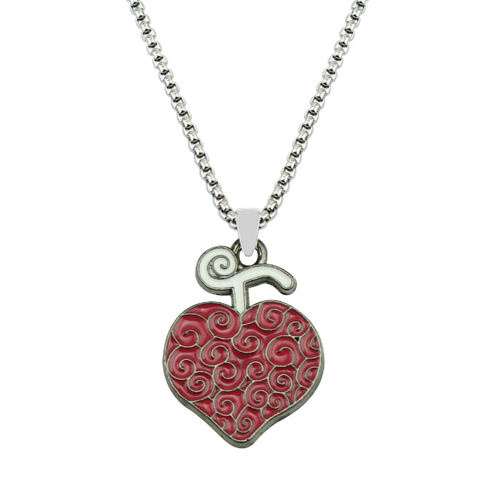 Anime Necklace for Women Men Metal Necklaces Ace Law Cursed Devil Fruit Jewelry Pendant Chains Choker Collares