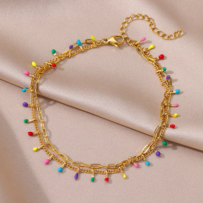 Anklets for Women Stainless Steel Stone Beaded Chain Anklet Summer Beach Accessories Boho Leg Bracelets Jewelry Tobilleras Mujer