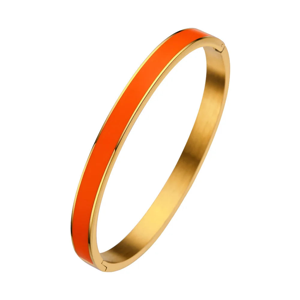 Zalman Colorful Enamel Bangles Women Gold Color Stainless Steel Simple Romantic Bracelet Never Fade Wholesale 2023