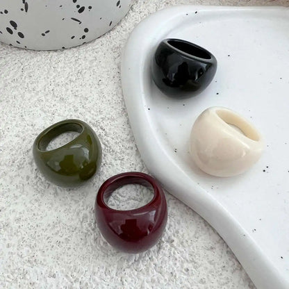 Ingemark Vintage Irregular Smooth Resin Plastic Rings for Women New Trend Boho Geometric Finger Rings Aesthetic Party Jewelry