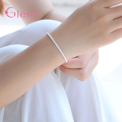 New Fashion 925 Sterling Silver Ankle Bracelet Elegant Twisted Weave Chain Anklets For Women Girl Jewelry Gift