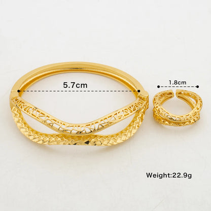 Charm Bracelets with Rings Dubai Wedding Bride Jewelry 18K Gold Plated Fashion Bangles for Women Open Ring Party Weddings Gifts