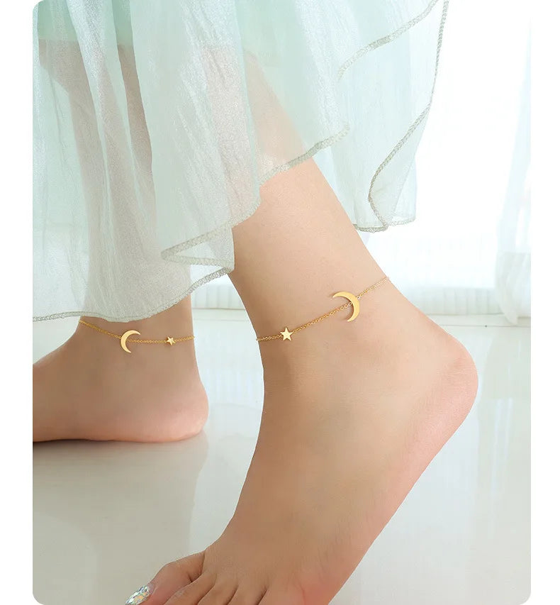 Anklets For Women Stainless Steel 18K Gold Plated High Quality No Tarnish Women's Ankle Bracelets Foot Chains Luxury Ankle Strap