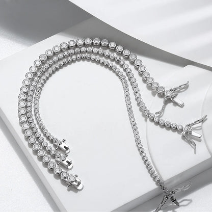 Rinntin Shiny Tennis Bracelet 925 Sterling Silver 1.5/2/3mm Clear Cubic Zirconia for Women Luxury Chain Bracelet Jewelry SB143