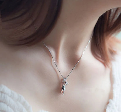 Necklace For Women Cute Simple Girls Animal Cat Sweet Heart Butterfly Pearl Embroidery Flowers Fashion