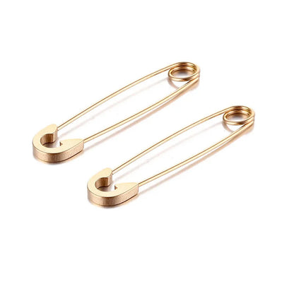 2Pcs/1Pair Funny Stainless Steel Pin Spikes Earrings for Women Man Paperclip Safety Steel Stud Punk Earrings Gothic Jewelry