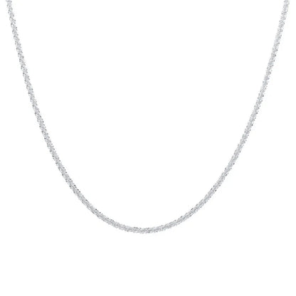 Authentic S925 Sterling Silver Necklace 2mm Sparkling Collarbone, Sweater Chain, High Charm Jewelry Gift Women