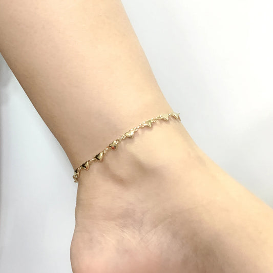 Barefoot Sandals Women Ankel Bracelets 18K Gold Color Solid Stainless Steel Anklets High Polished Heart Charm 9"-11" Waterproof