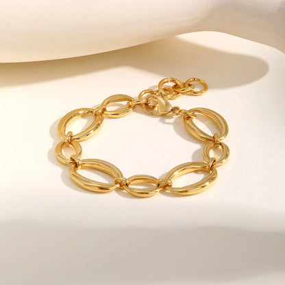 Distinctive Elliptical Bracelet for Women,Hand-made Chain Stainless Steel Bracelets,Trendy Waterproof Jewelry Gift