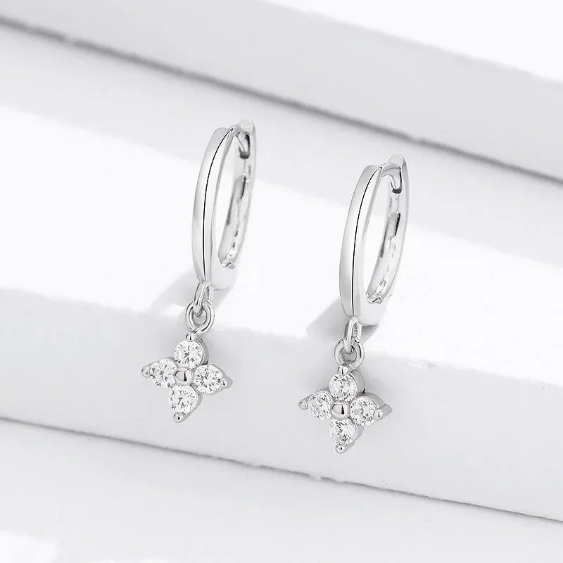 2PC Stainless Steel Little Huggies Hoop Earrings For Women Tiny Crystal Zirconia Pendant Cartilage Earrings Piercing Jewelry