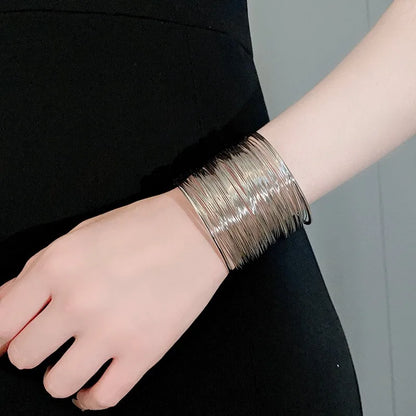 Open bracelet for women Men Metal Wire Intersecting Bracelet fashion girl Trendy armband Arm ring Exaggerated  Jewelry gifts