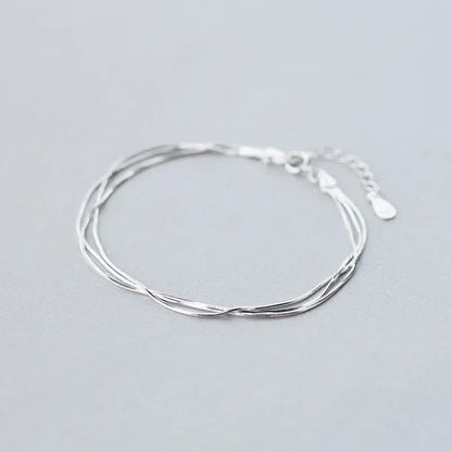 Simple Layer Bracelets for Women Korean Fashion Silver 925 Jewelry Hot Fashion 925 Sterling Silver Bracelet for Women