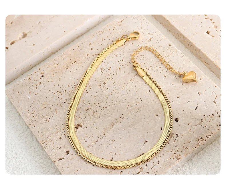 Anklets For Women Stainless Steel 18K Gold Plated High Quality No Tarnish Women's Ankle Bracelets Foot Chains Luxury Ankle Strap