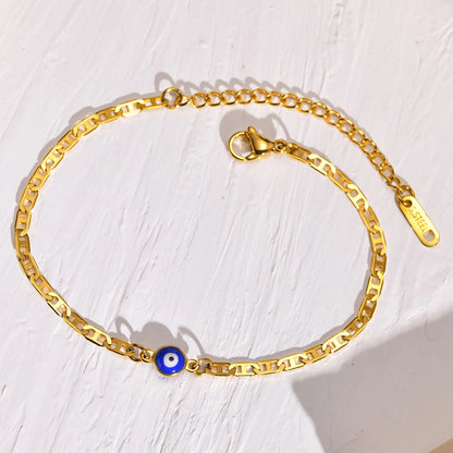 Anklets for Men, Turkey Evil Blue Eye Anklet. Stainless Steel Flat Mariner Link Ancho Chain Bracelet Anklet, Women Jewelry