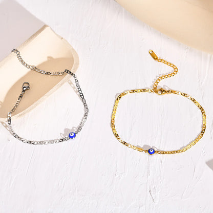 Anklets for Men, Turkey Evil Blue Eye Anklet. Stainless Steel Flat Mariner Link Ancho Chain Bracelet Anklet, Women Jewelry