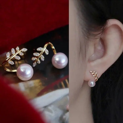 Exquisite Leaves Crystal Flower Stud Earrings For Women AAA Zircon Rose Butterfly Tassel Earring Bride Wedding Party Jewelry