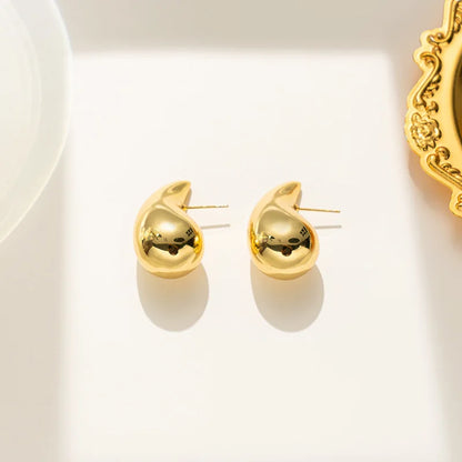 Small Gold Color Water Drop Stud Earring for Women Ear Jewelry Simple Valentine's Day Gift