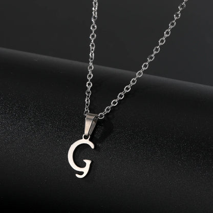 Stainless Steel English Alphabet 26 A-Z Letter Necklace Pendant Women Men Capital Initial Name Necklace Birthday Gift