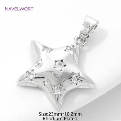 Pendants For Necklace Accessories 18K Gold Plated Brass Inlaid Zircon Moon/Star Charm Pendant DIY Jewelry Making Supplies