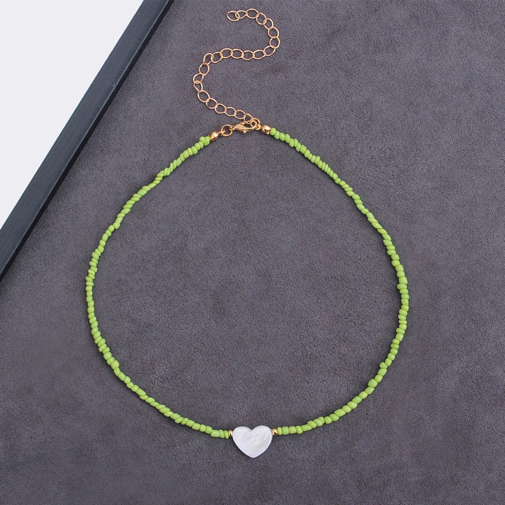 LATS Colorful Seed Beads Choker Nekklace for Women Girl New Love Heart Design Collar Fashion Jewelry Wholesale Dropshipping