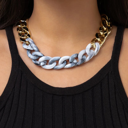 Simple Exaggerated Necklace Lady 4 Color Hip Hop Distorted Thick CCB Chain Creative Necklaces Fashion Glamour Girl Jewelry Gift