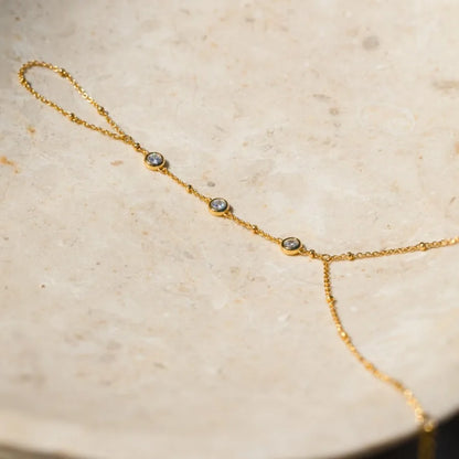 Crystal Hand Bracelets for Women Minimalist  Hand Chain Bracelet with Dainty Zircon Statement Summer Jewelry Gift for Her
