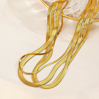 Hot Classic Unisex Flat Snake Chain Choker Necklace For Women Stainless Steel Herringbone Gold Silver Color Fashion Jewelry Gift