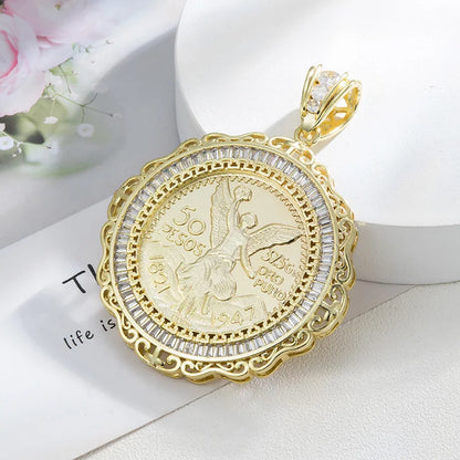 Pendants Catholic  virgin guadalupe  14K Gold Plated  50 Peso Medal Style  pendant for men  gift accessories Religious Pendants