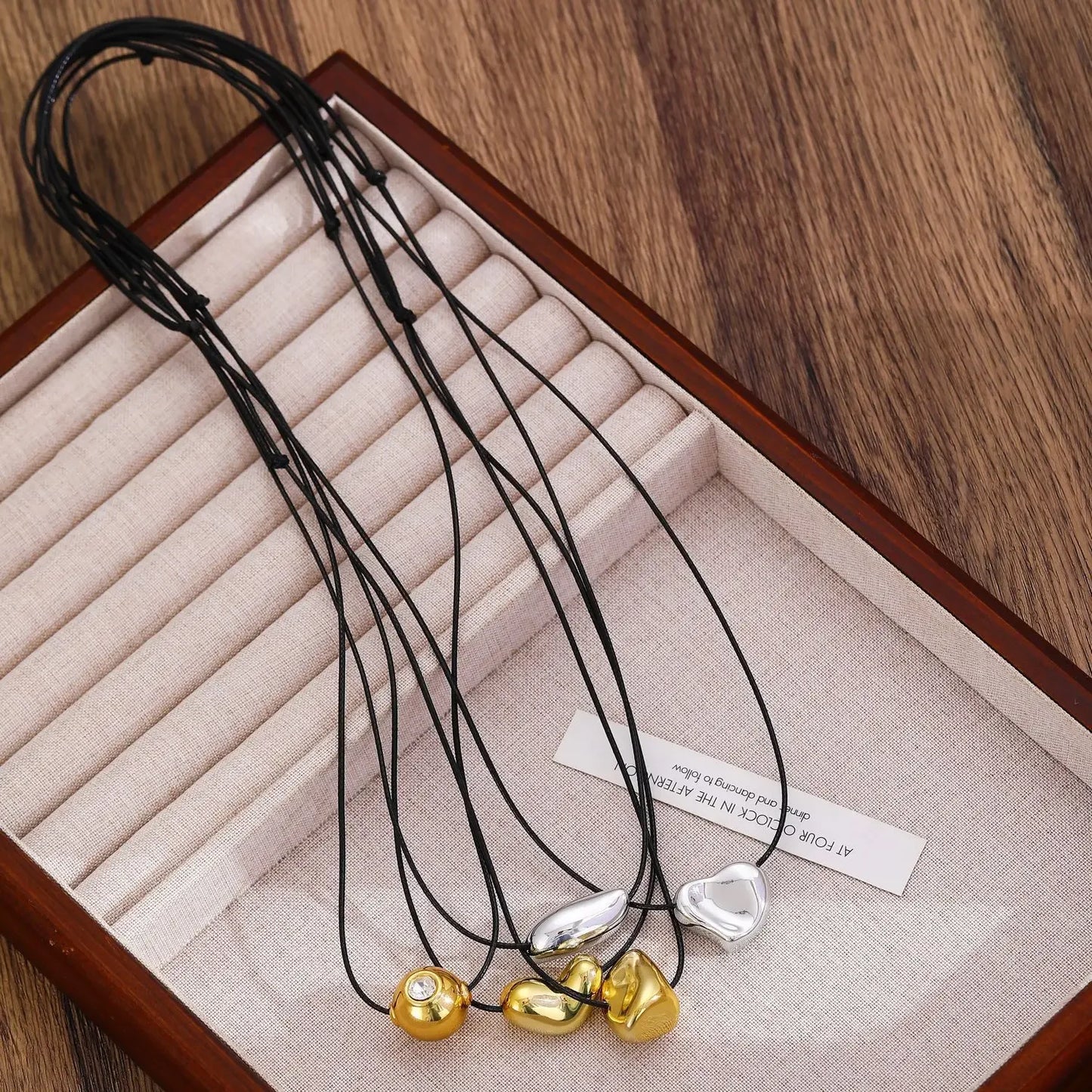 LATS Simple geometry Irregular ball love Heart-shaped knotted rope Necklace for women girl premium adjustable Necklaces Jewelry