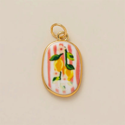 Colorful dopamine pendant with oil droplets, strawberry, crab, heart, shell pattern, color preservation