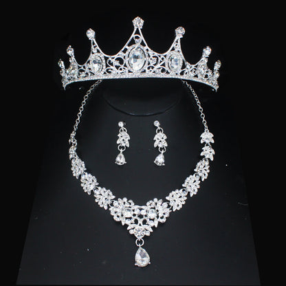 Luxury Crystal Wedding Bridal Jewelry Sets Women/Girl Gold Color Tiara/Crown Earrings Choker Necklace Bride Jewelry Set