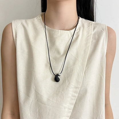 LATS Korean Simple Red Drop Pendant Necklace for Women Fashion Exquisite Style Sweater Chain Fashion Jewelry Accessories