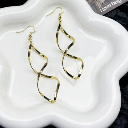 Brincos de gota com borla curva espiral personalizados para mulheres, brincos de pino da moda coreana, acessórios de joias, presentes bonitos