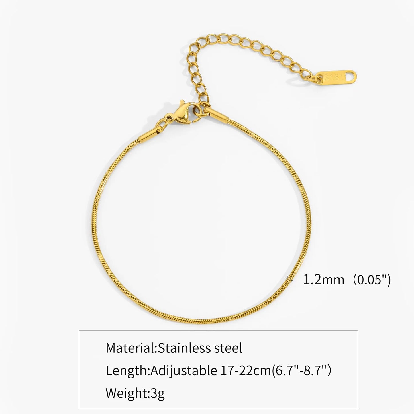Thin Stainless Steel Snake Chain Bracelet Simple Gold Color Titanium Steel Women Bracelet Fashion Jewelry Trendy Accessories