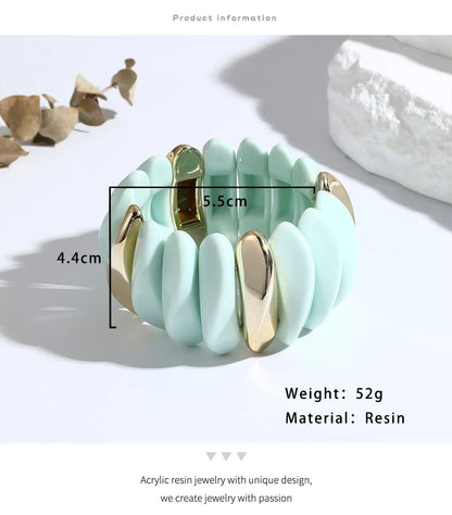 Wedding Wide Bracelet for Girls Charm Resin Bracelets Bangles For Women Luxury High Quality Fashion Jewelry Elastic Party Gifts