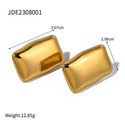 Uworld Fashion Trendy Stainless Steel Gold Color Textured Earrings Prevent Allergy 18K Gold PVD Plated Versatile Daily Jewelry