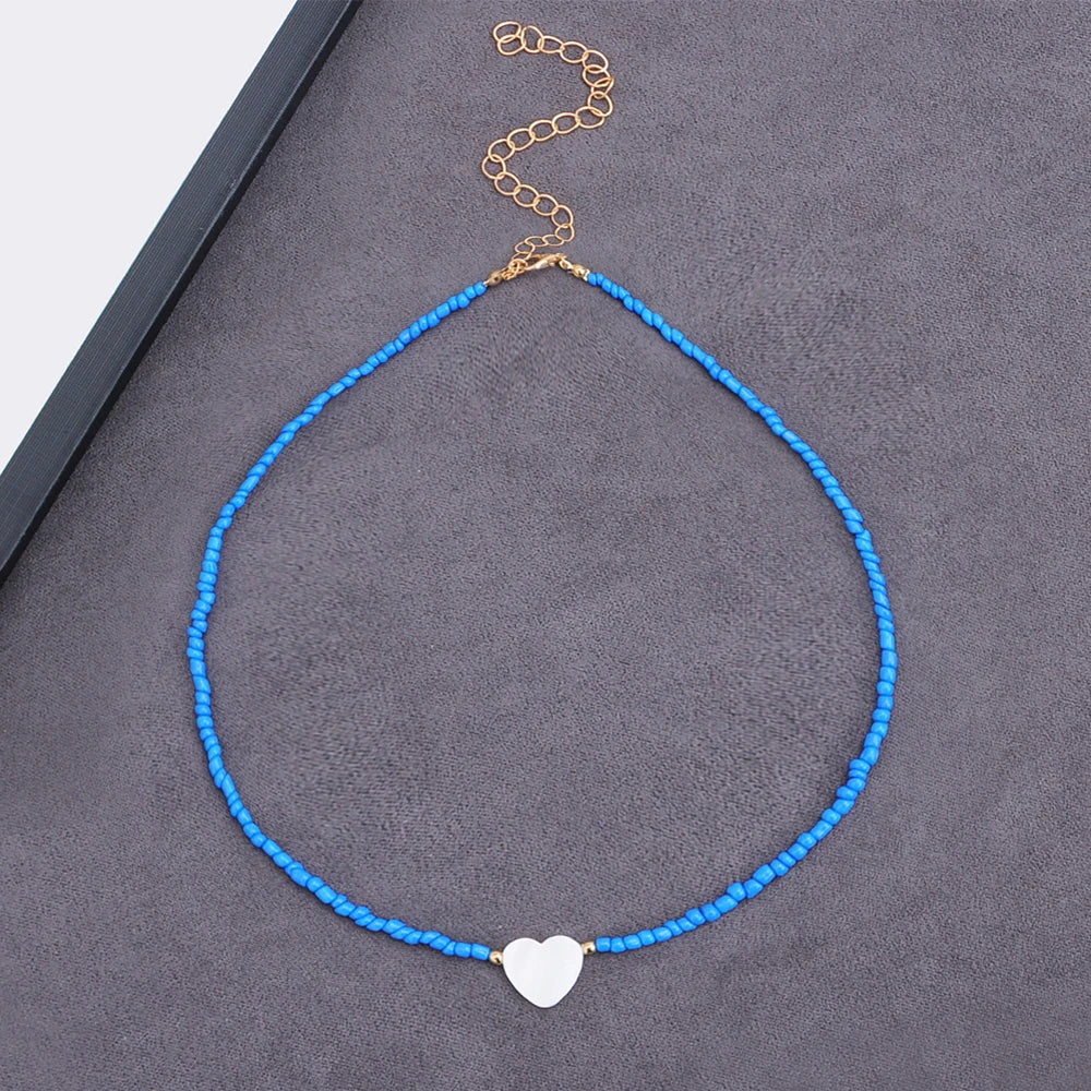 LATS Colorful Seed Beads Choker Nekklace for Women Girl New Love Heart Design Collar Fashion Jewelry Wholesale Dropshipping