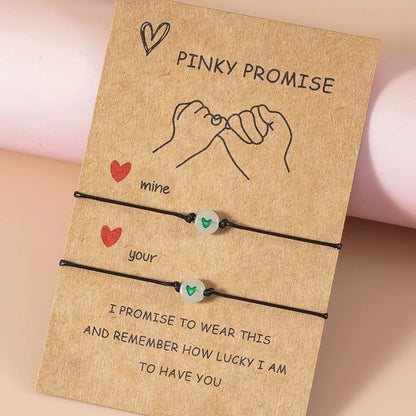 2Pcs Promise Couple Bracelets for Women Men Simple Luminous Heart Beaded Braided Bracelet Bangles Friendship Aesthetic Jewelry