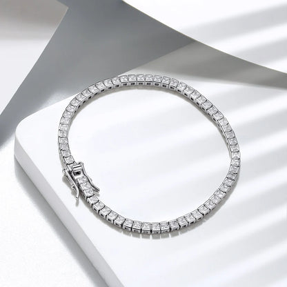 Rinntin Shiny Tennis Bracelet 925 Sterling Silver 1.5/2/3mm Clear Cubic Zirconia for Women Luxury Chain Bracelet Jewelry SB143
