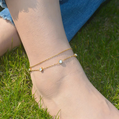 2024 Summer New Gold Color Anklets For Women Stainless Steel Firga Chain Feet Jewelry Layered Link Chain Accessory
