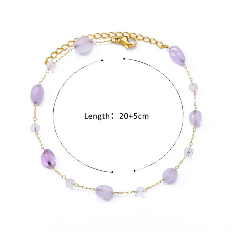 Anklets for Women Stainless Steel Stone Beaded Chain Anklet Summer Beach Accessories Boho Leg Bracelets Jewelry Tobilleras Mujer