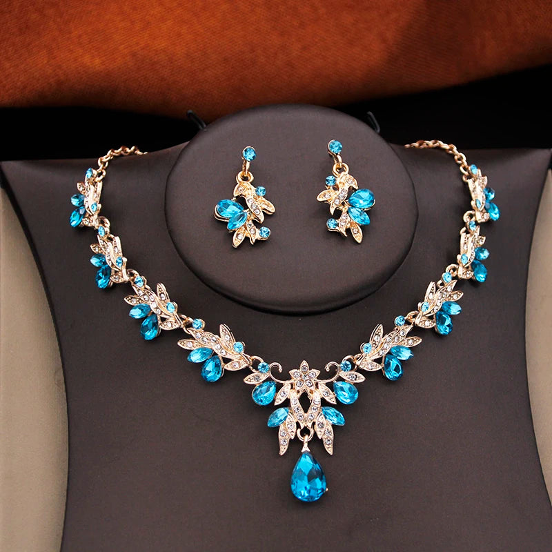 Bridal Jewelry Sets for Women Wedding Crown Birthday Tiaras and Choker Necklace Earrings Bride Party Costume Jewelry Accessories