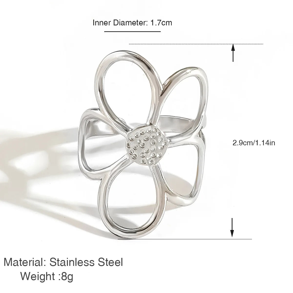Sterling Silver Rings for Women Couple Minimalist Handmade Simple Big Flower Ring Party Jewelry Gift Prevent Allergy