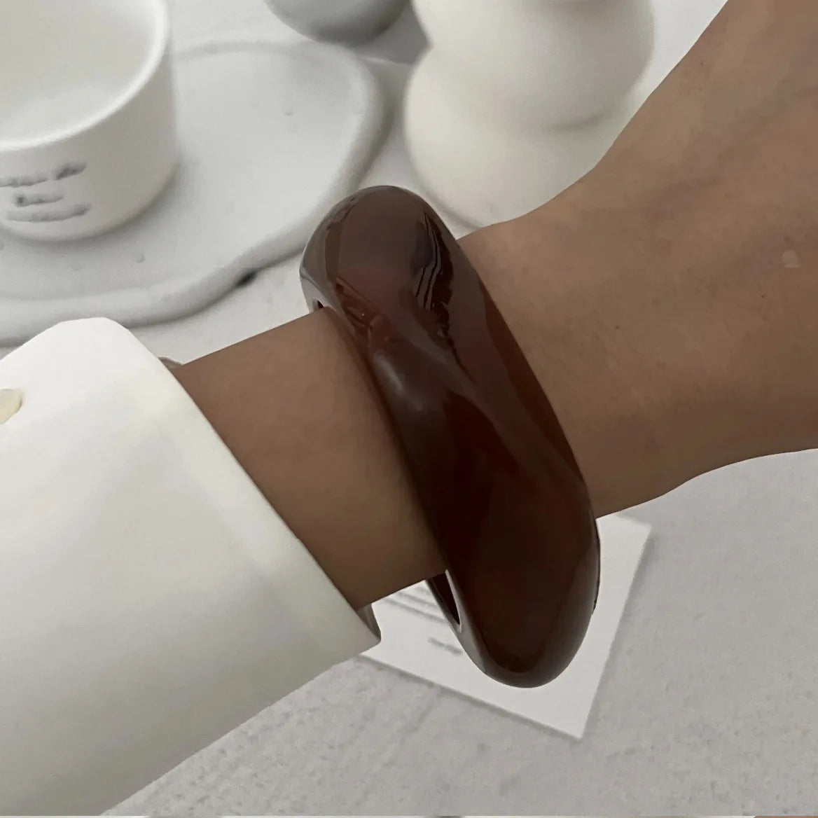 DIEZI Punk Big Geometric irregular Bangles Fashion Hip Hop Acrylic Wide Bangles Bracelets For Women Men New Gift Jewelry