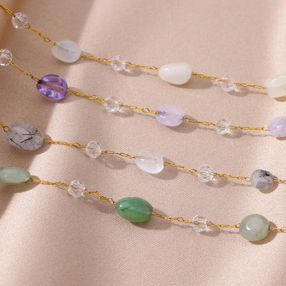 Anklets for Women Stainless Steel Stone Beaded Chain Anklet Summer Beach Accessories Boho Leg Bracelets Jewelry Tobilleras Mujer