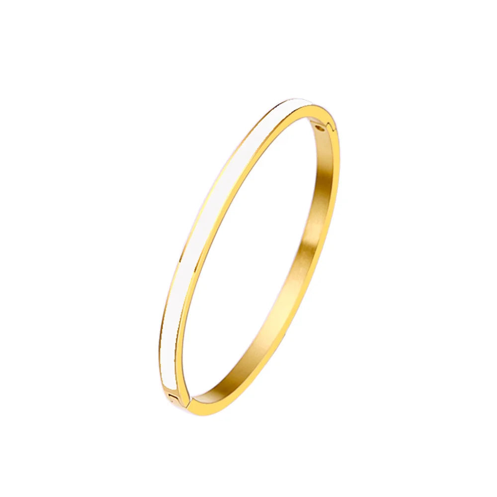 Zalman Colorful Enamel Bangles Women Gold Color Stainless Steel Simple Romantic Bracelet Never Fade Wholesale 2023