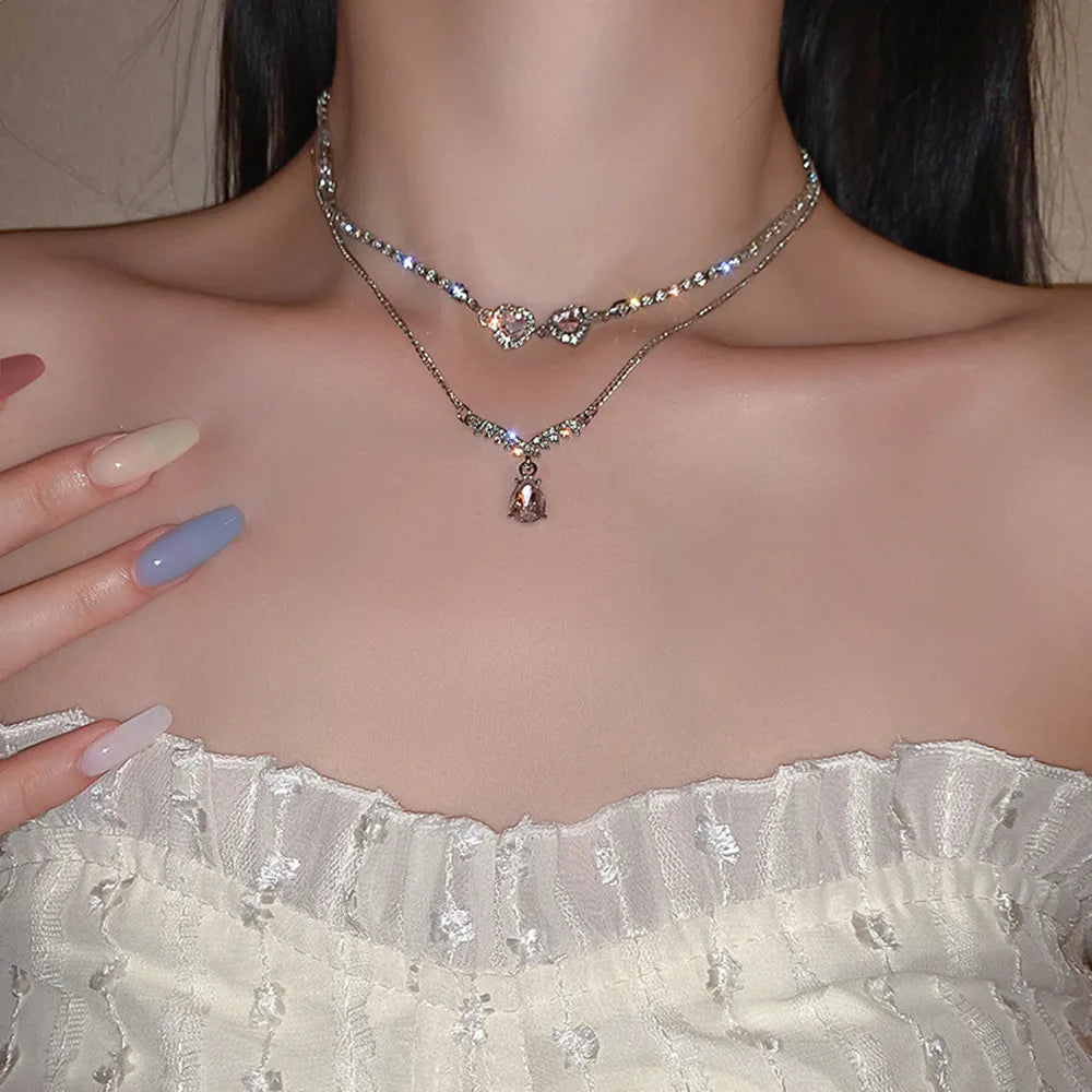 Exquisite Dolphin Star Blue Crystal Pendant Necklace For Women Fashion Personalized Daily Accessory Party Jewelry Birthday Gifts