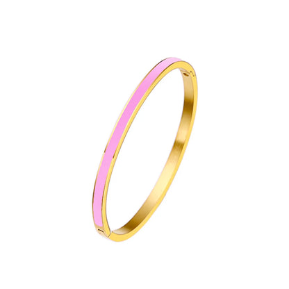 Zalman Colorful Enamel Bangles Women Gold Color Stainless Steel Simple Romantic Bracelet Never Fade Wholesale 2023