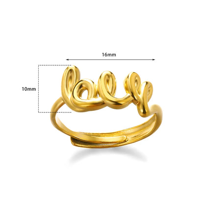 Stainless Steel Rings for Women Gold Color Couple Jewelry Aesthetic Accessorie Adjustable Punk Embossed Hollow Ring