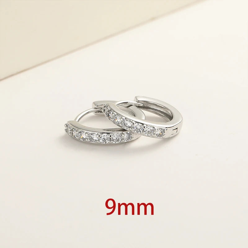 2PC Stainless Steel Little Huggies Hoop Earrings For Women Tiny Crystal Zirconia Pendant Cartilage Earrings Piercing Jewelry